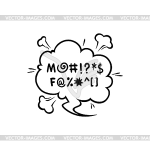 Comic swear speech bubble, dialogue hate cloud - vector image