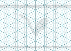 Blue isometric paper grid pattern, mesh background - vector clipart