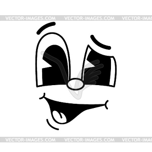 Cartoon funny wink-eye comic groovy face emotion - vector image