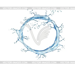 Round circle liquid water splash frame with drops - color vector clipart