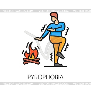 Pyrophobia mental anxiety or phobia line icon - royalty-free vector clipart