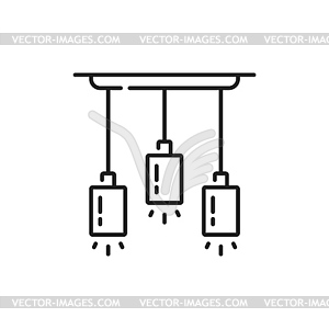 Подвесные светодиодные светильники line icon, потолочные точечные светильники - векторное изображение