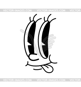 Cartoon funny comic groovy face emoji with tongue - vector clipart / vector image