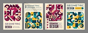 Современные плакаты с абстрактным геометрическим рисунком, обложки - векторизованный клипарт