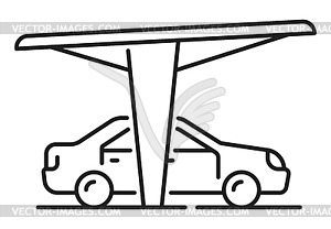 Car parking, garage thin line icon or sign - royalty-free vector clipart