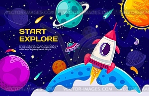 Rocket launch. Business fast start concept - vector clipart / vector image