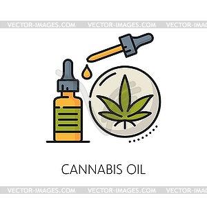 Medical cannabis color line icon bottle and drop - vector clip art