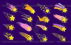 Мультяшная съемка космических звезд со следами, кометами - клипарт в векторе / векторное изображение