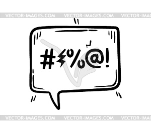 Hate angry talk, comic swear speech bubble curse - royalty-free vector clipart