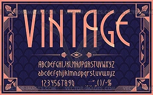 Elegant art deco font, romantic nouveau typeface - vector image