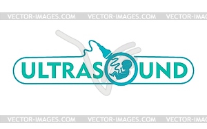 Ultrasound icon, features baby fetus profile - royalty-free vector clipart