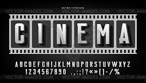 Old movie font or retro cinema type of film poster - vector image