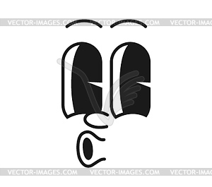 Cartoon comic groovy whistle face with funny eyes - vector clip art