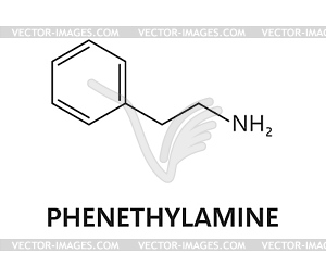 Phenethylamine chemical formula, organic compound - vector clip art