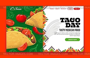 Taco day, Mexican cuisine delivery landing page - color vector clipart