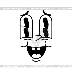 Cartoon funny comic groovy wow face retro emotion - vector clipart
