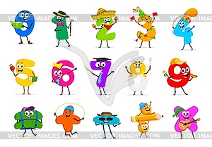Cartoon funny math number characters - vector clipart
