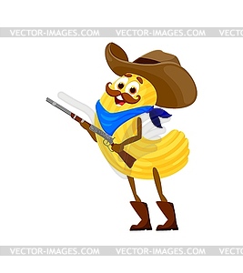 Мультяшный персонаж итальянской пасты ковбой и шериф - векторное графическое изображение