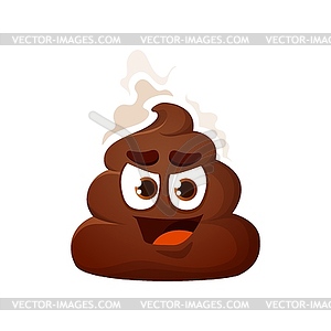 Cartoon poop emoji with mean nasty face expression - vector clipart