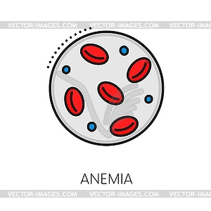 Значок цветной линии в области гематологии, анемии - векторизованное изображение клипарта