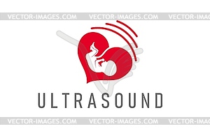 Ультразвуковой значок беременности с изображением плода в утробе матери - изображение в векторе / векторный клипарт