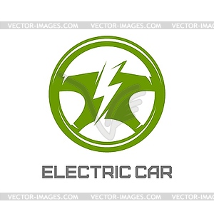 Drive steering wheel, electric car icon or symbol - vector clipart