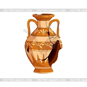 Ancient broken pottery, cracked pot and jug - vector clip art