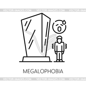 Human megalophobia phobia, mental health icon - vector EPS clipart