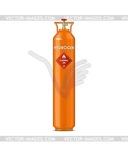 Realistic hydrogen gas cylinder, metal balloon - vector clipart