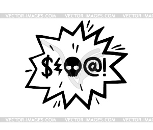 Hate angry talk, comic swear emotion speech bubble - vector image