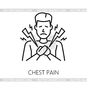 Боль в груди значок линии симптомов анемии - изображение в векторе
