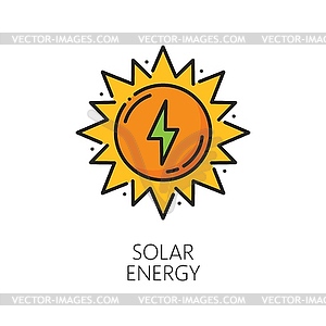 Clean solar energy, green power outline icon - vector image