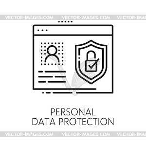 Personal data online protection and safety icon - royalty-free vector image