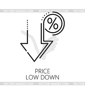 Economic crisis icon, price low down, stock market - vector clipart