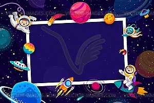 Galaxy space birthday photo frame background - vector clip art