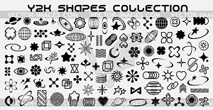 Retro Y2K shapes, graphic elements, abstract icons - vector clipart