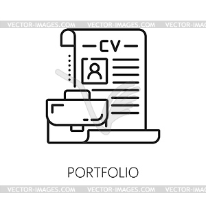 Portfolio CV resume icon, job search, recruitment - vector image