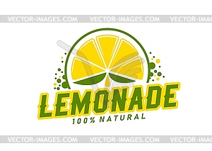 Lemonade drink icon with lemon fruit juice drops - vector clipart