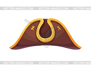 Pirate and corsair captain filibuster tricorn hat - royalty-free vector clipart