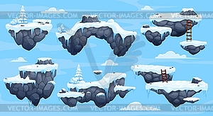Аркадные игровые платформы со льдом, снегом и лестницами - векторный клипарт EPS