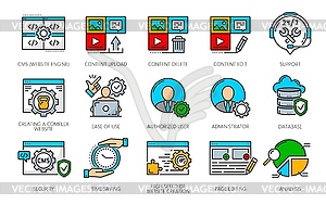 CMS content management system icons, web marketing - vector clip art