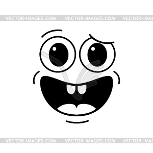 Cartoon funny nervous smile, comic groovy face - vector clipart
