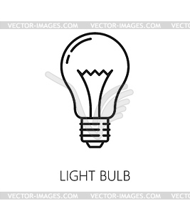 Electric halogen light bulb or lamp outline icon - vector clip art