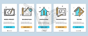 Architect development, app onboarding screens - vector clipart / vector image