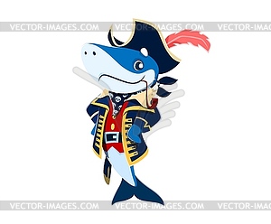 Cartoon shark animal captain or pirate character - vector clipart / vector image