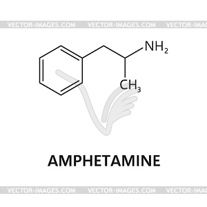 Amphetamine synthetic drug molecule formula - vector clipart