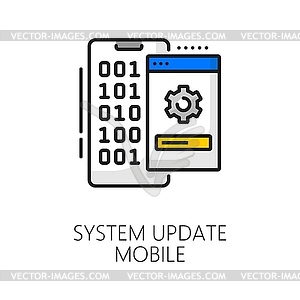 System update mobile color line icon, software app - vector clipart