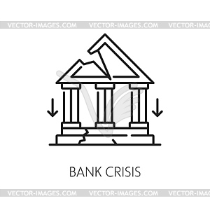 Bank bankruptcy, economic crisis outline icon - vector clipart / vector image