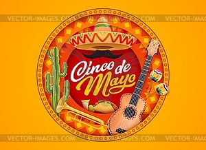 Cinco de Mayo, paper cut Mexican holiday banner - vector clip art