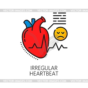 Anemia irregular heartbeat symptom color line icon - vector clipart